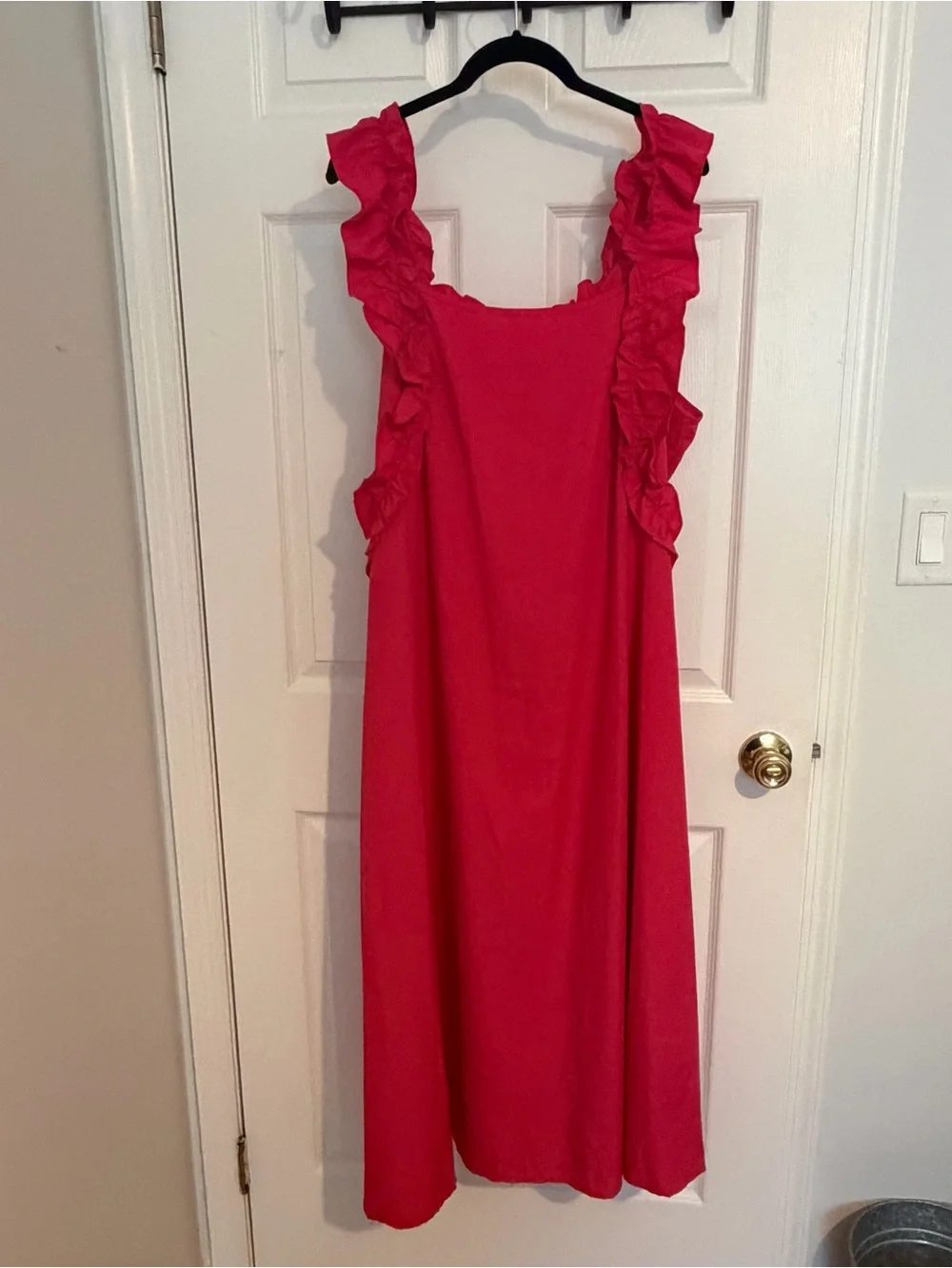 Fuchsia Ruffle-Shoulder Midi Dress - Picture 2 of 5